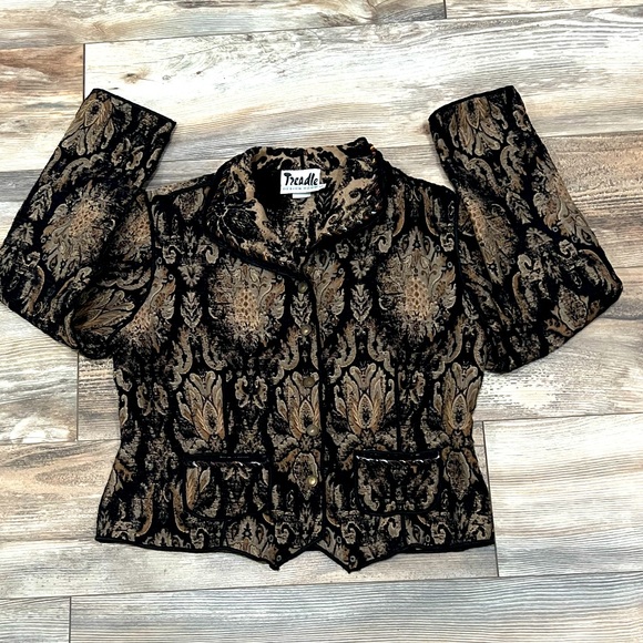 Treadle Design Room VTG Single Breasted Button-Up Long Sleeve Paisley Blazer - Picture 3 of 12